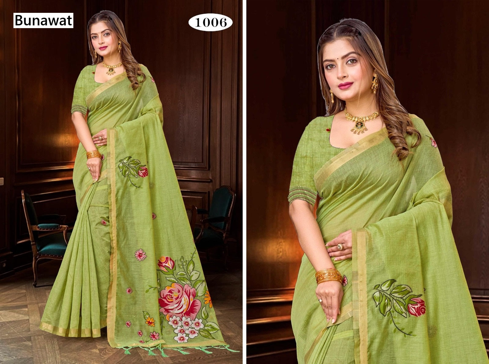 Katha Bunawat Cotton Blend Sarees Supplier India