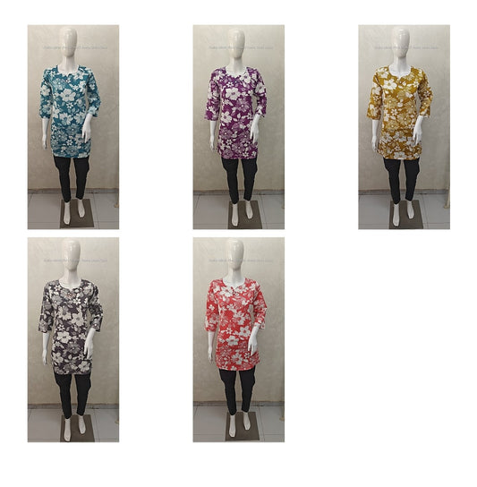 Katha Mirror Work 070425 Veeha Cotton Short Kurtis Exporter Ahmedabad