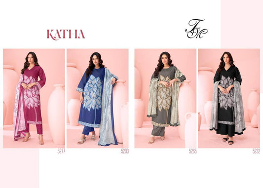 Katha Tm Pure Organdy Plazzo Style Suits Wholesale Rate