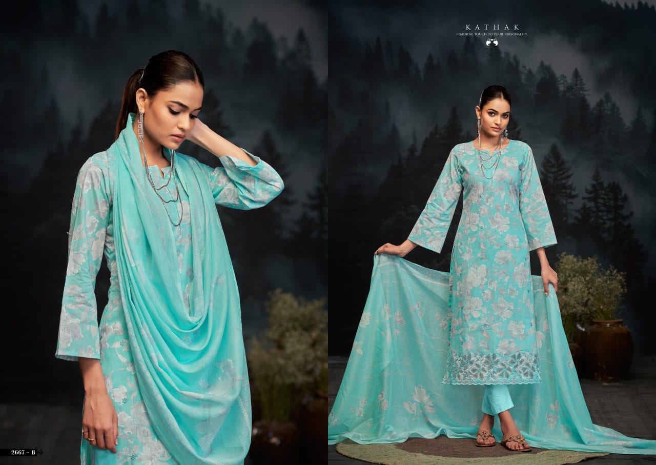 Kathak 2667 Sargam Prints Cambric Print Pant Style Suits Wholesale Rate
