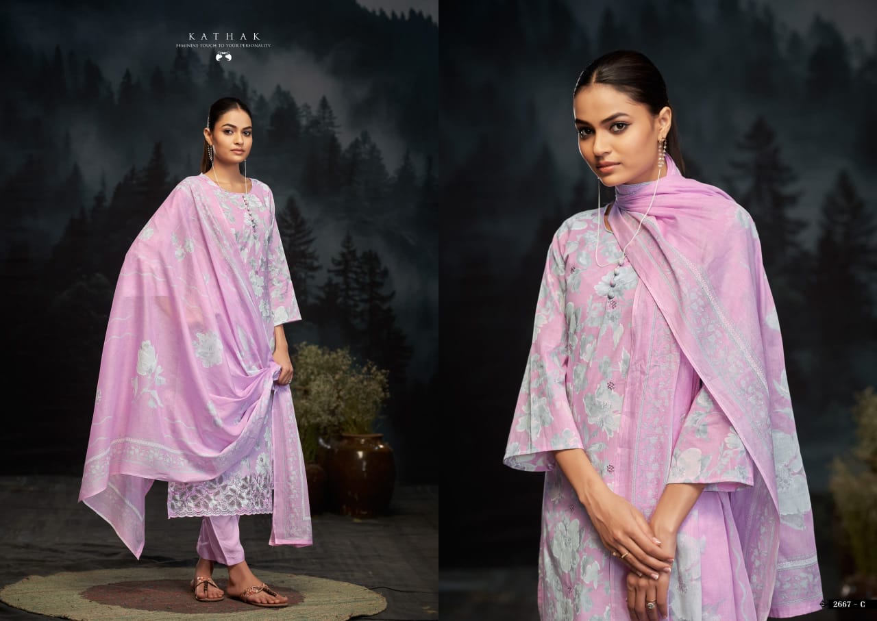 Kathak 2667 Sargam Prints Cambric Print Pant Style Suits Wholesale Rate