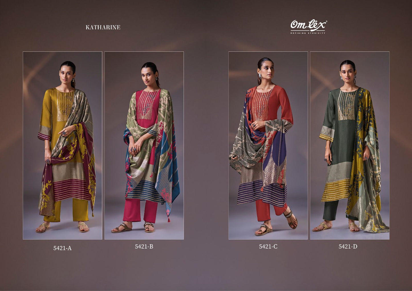 Katharine Omtex Russian Silk Plazzo Style Suits Exporter Ahmedabad