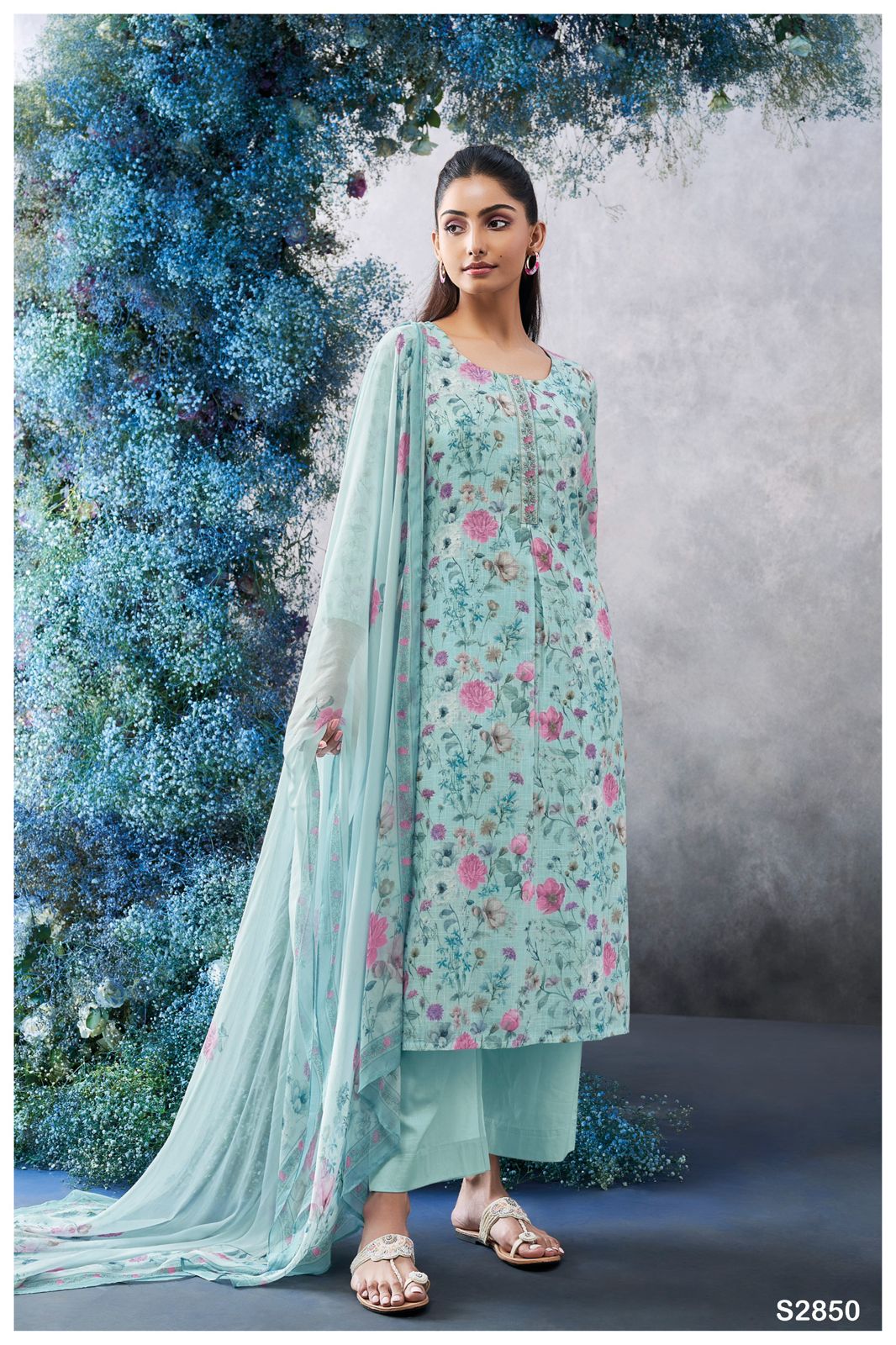 Katherine S2850 Ganga Cotton Linen Plazzo Style Suits Supplier Ahmedabad