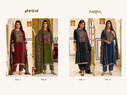 Kathika 3329 Jay Vijay Bemberg Silk Pant Style Suits Exporter Gujarat