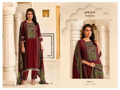 Kathika 3329 Jay Vijay Bemberg Silk Pant Style Suits Exporter Gujarat