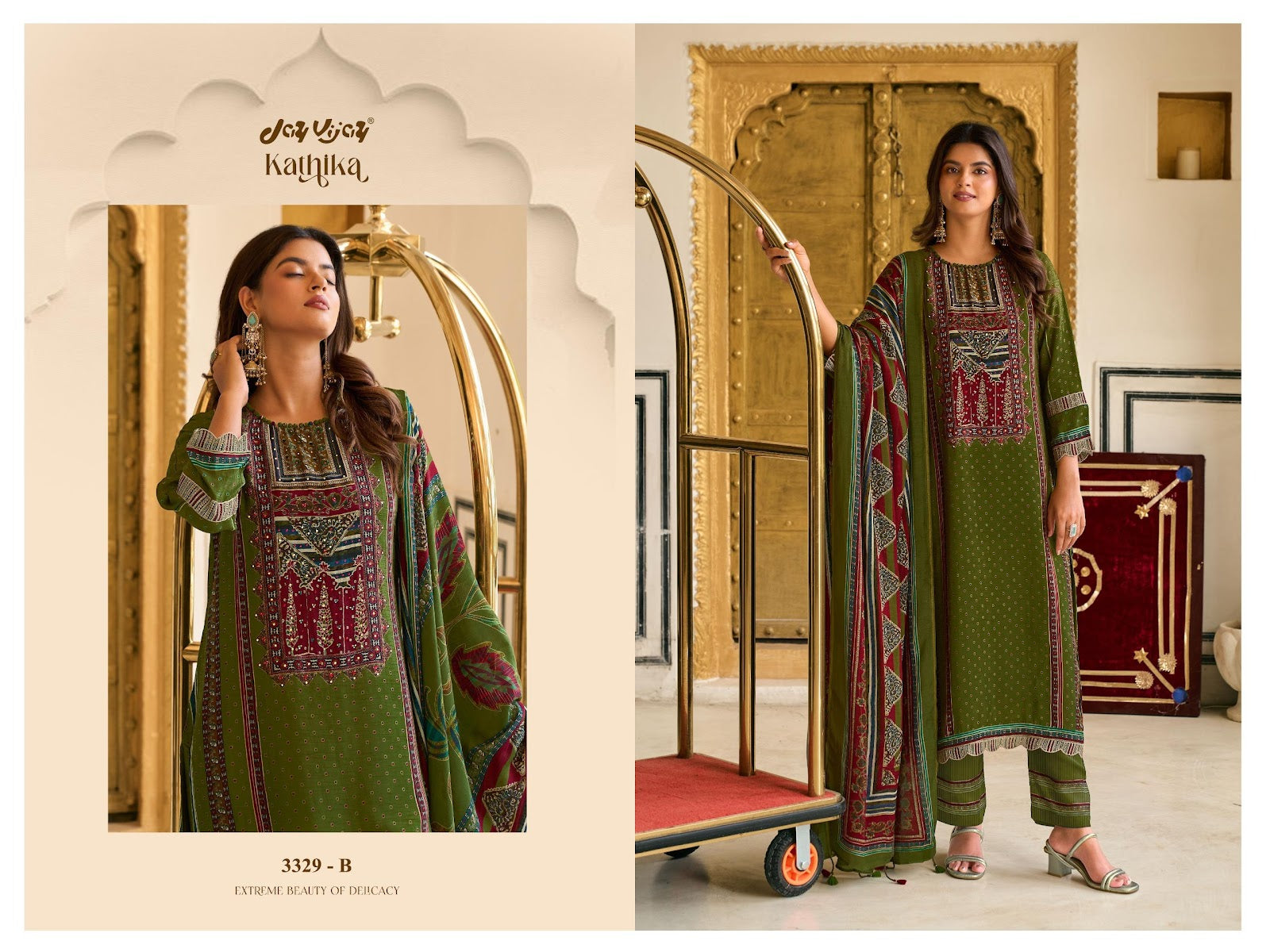 Kathika 3329 Jay Vijay Bemberg Silk Pant Style Suits Exporter Gujarat