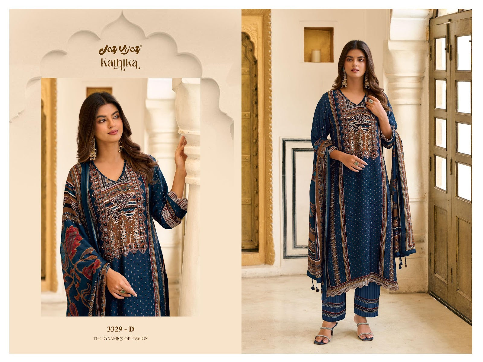 Kathika 3329 Jay Vijay Bemberg Silk Pant Style Suits Exporter Gujarat