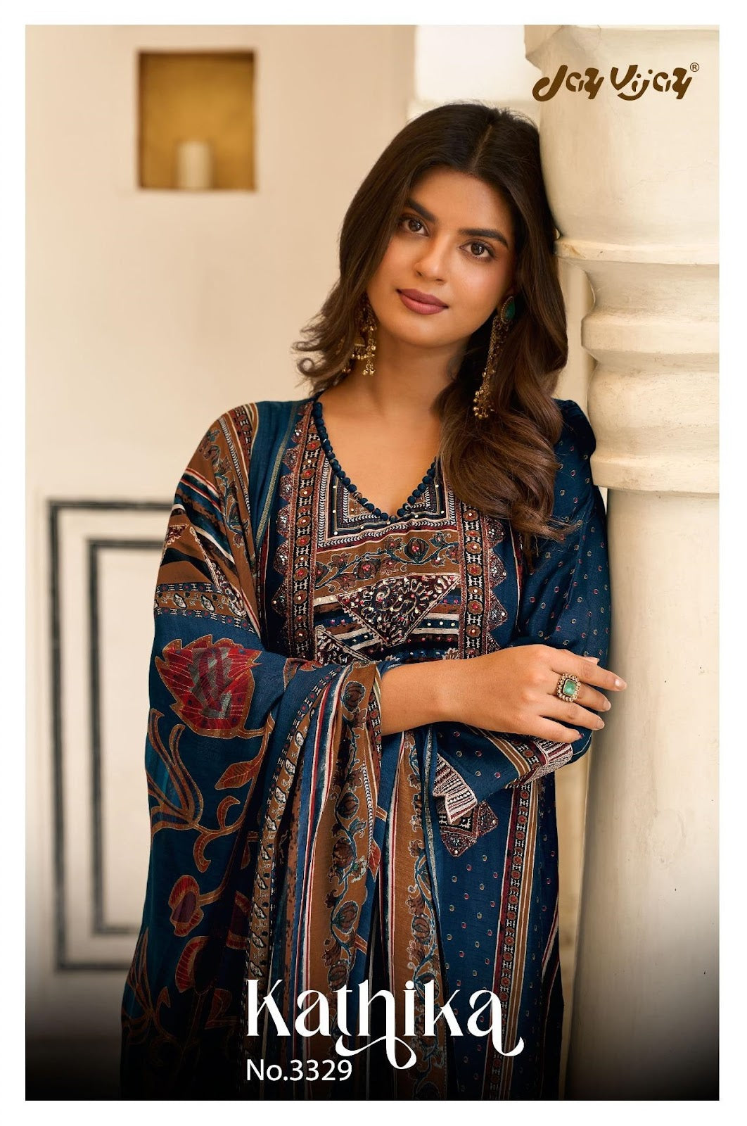 Kathika 3329 Jay Vijay Bemberg Silk Pant Style Suits Exporter Gujarat