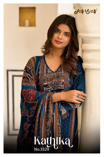 Kathika 3329 Jay Vijay Bemberg Silk Pant Style Suits Exporter Gujarat