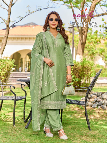 Katrina Aanchi Crystal Silk Readymade Pant Style Suits Manufacturer Gujarat