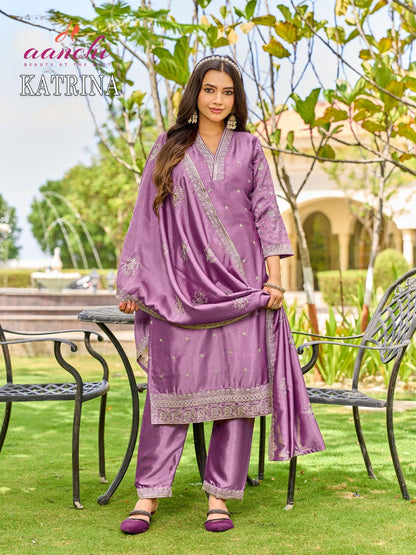 Katrina Aanchi Crystal Silk Readymade Pant Style Suits Manufacturer Gujarat