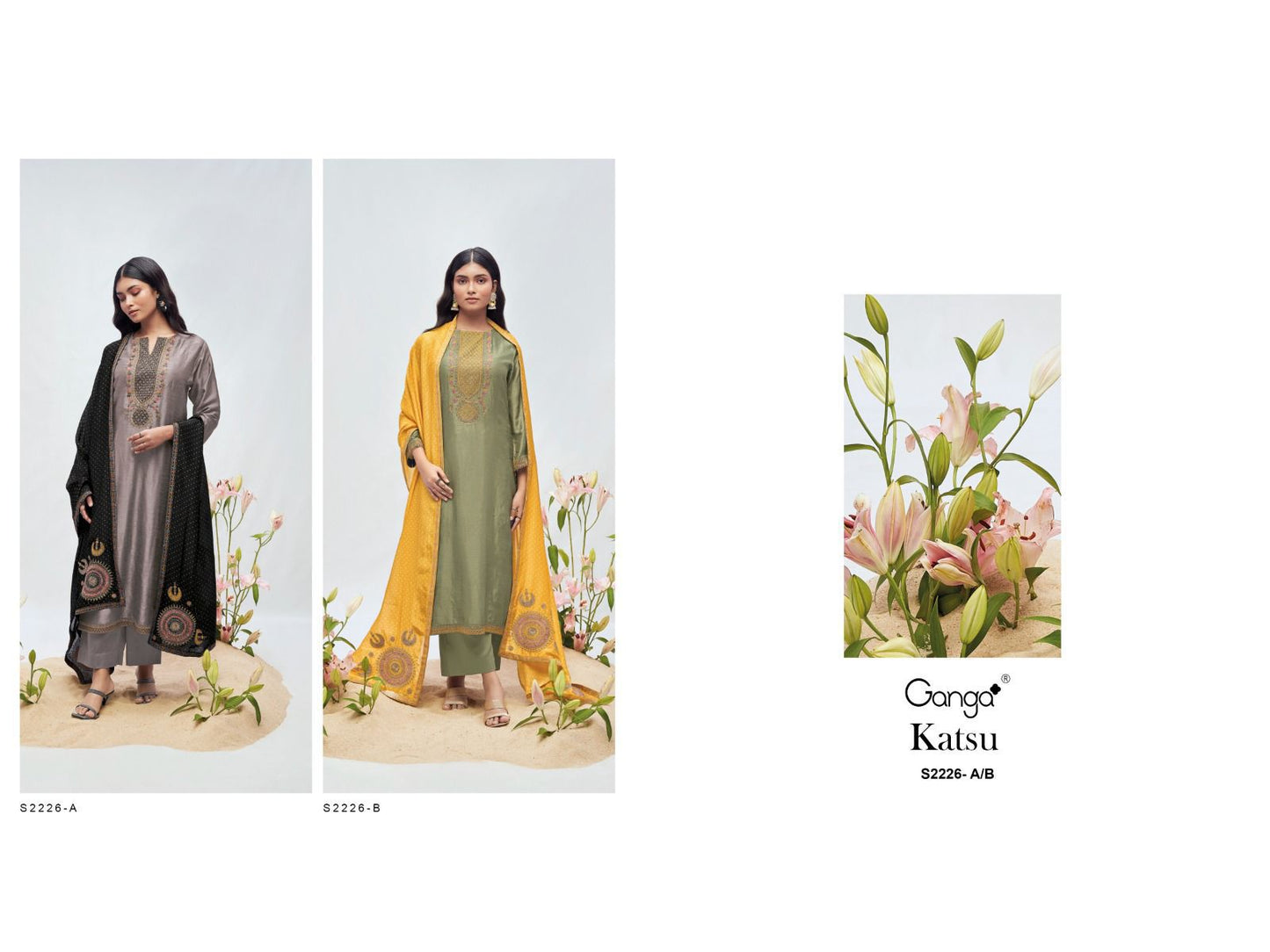 Katsu 2226 Ganga Premium Bemberg Plazzo Style Suits Exporter India