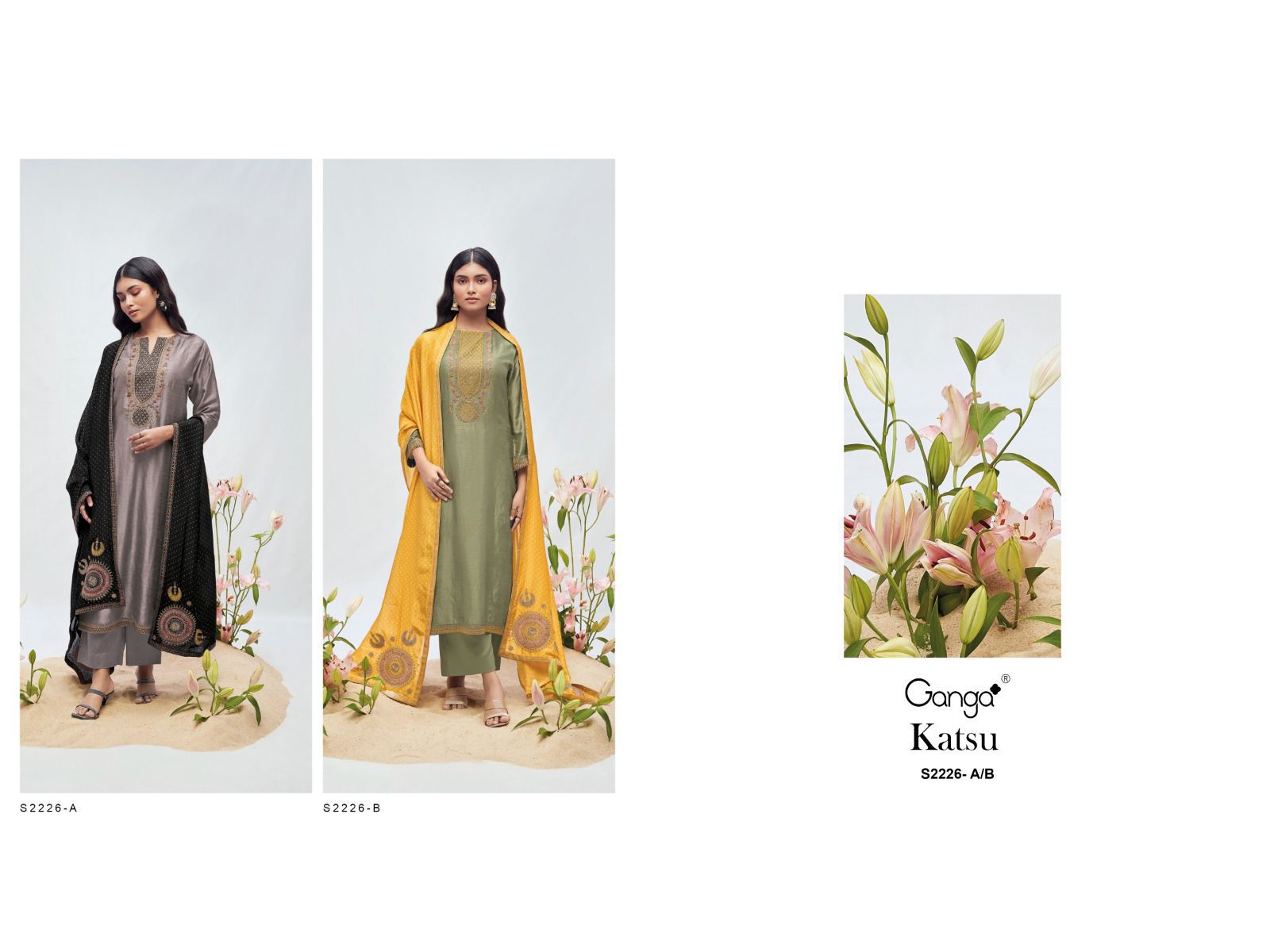 Katsu 2226 Ganga Premium Bemberg Plazzo Style Suits Exporter India