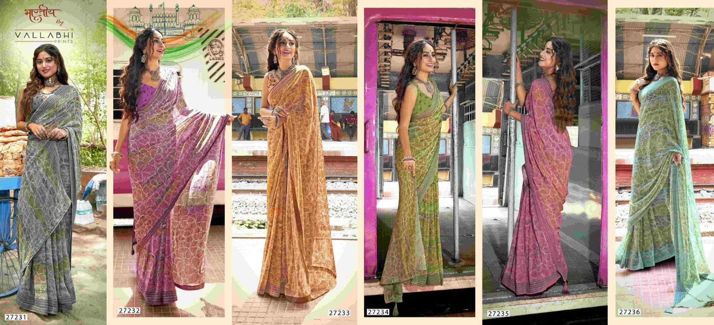 Kausani Vol 2 Vallabhi Prints Georgette Sarees Supplier Ahmedabad