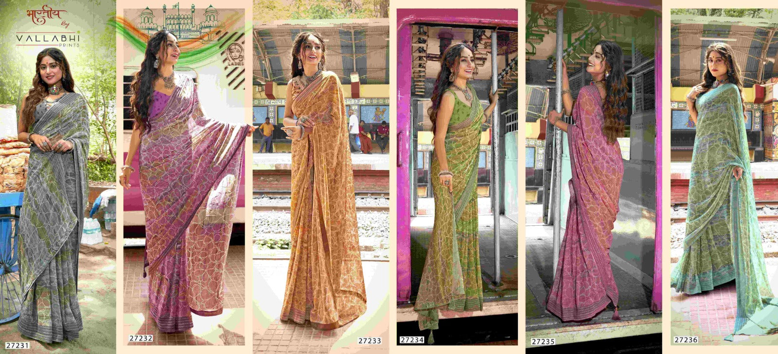 Kausani Vol 2 Vallabhi Prints Georgette Sarees Supplier Ahmedabad