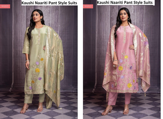 Kaushi Naariti Tissue Silk Pant Style Suits Wholesale Price