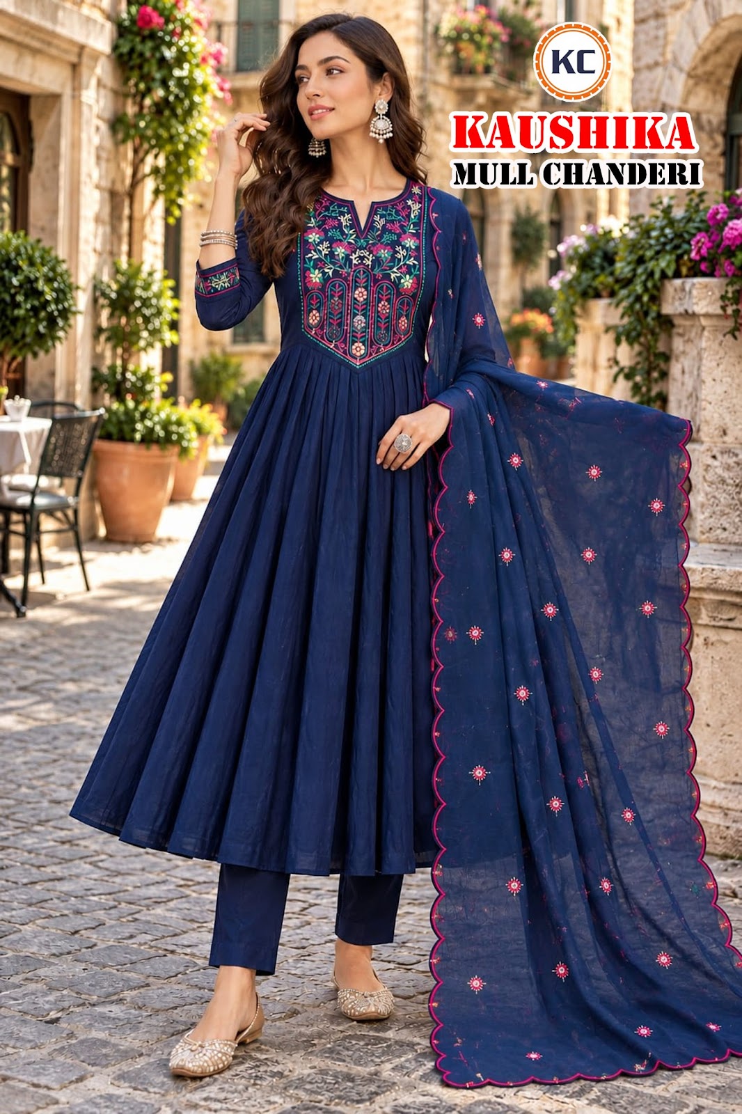 Kaushika Kc Chanderi Readymade Anarkali Suits Wholesale Rate