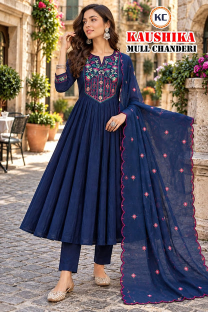 Kaushika Kc Chanderi Readymade Anarkali Suits Wholesale Rate