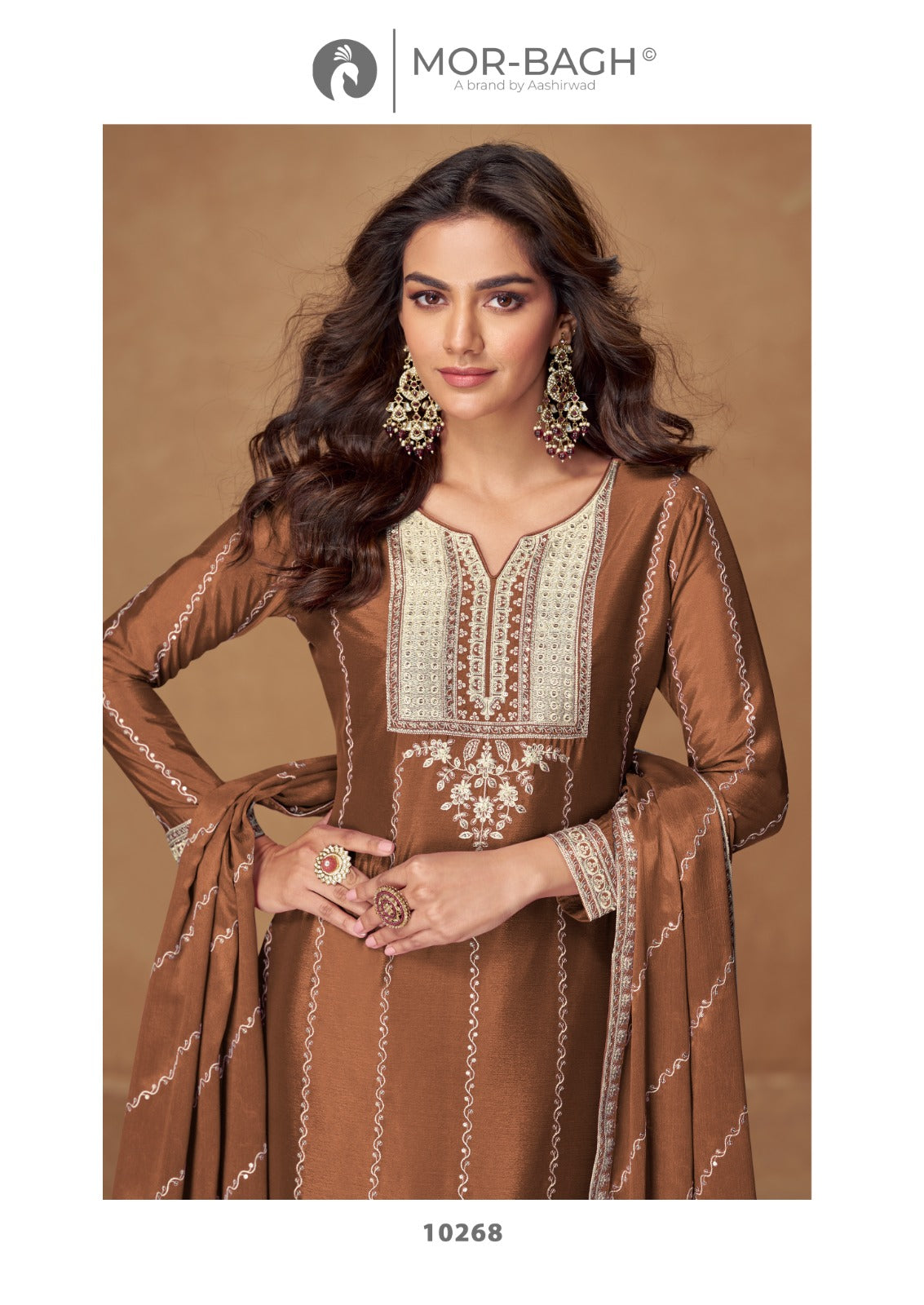 Kaveri Aashirwad Mor Bagh Chinon Silk Readymade Plazzo Style Suits Exporter India