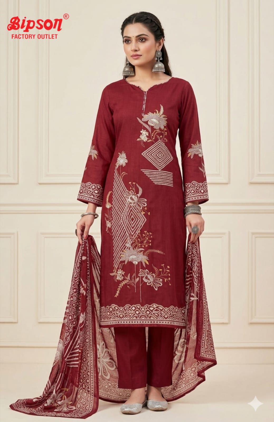 Kaveri Bipson Prints Cambric Cotton Readymade Pant Style Suits Exporter India