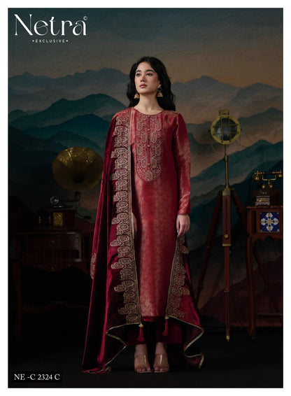 Kaveri Netra Silk Jacquard Velvet Suits Supplier