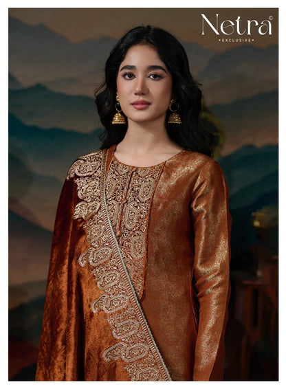 Kaveri Netra Silk Jacquard Velvet Suits Supplier