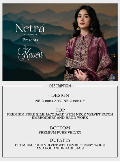 Kaveri Netra Silk Jacquard Velvet Suits Supplier