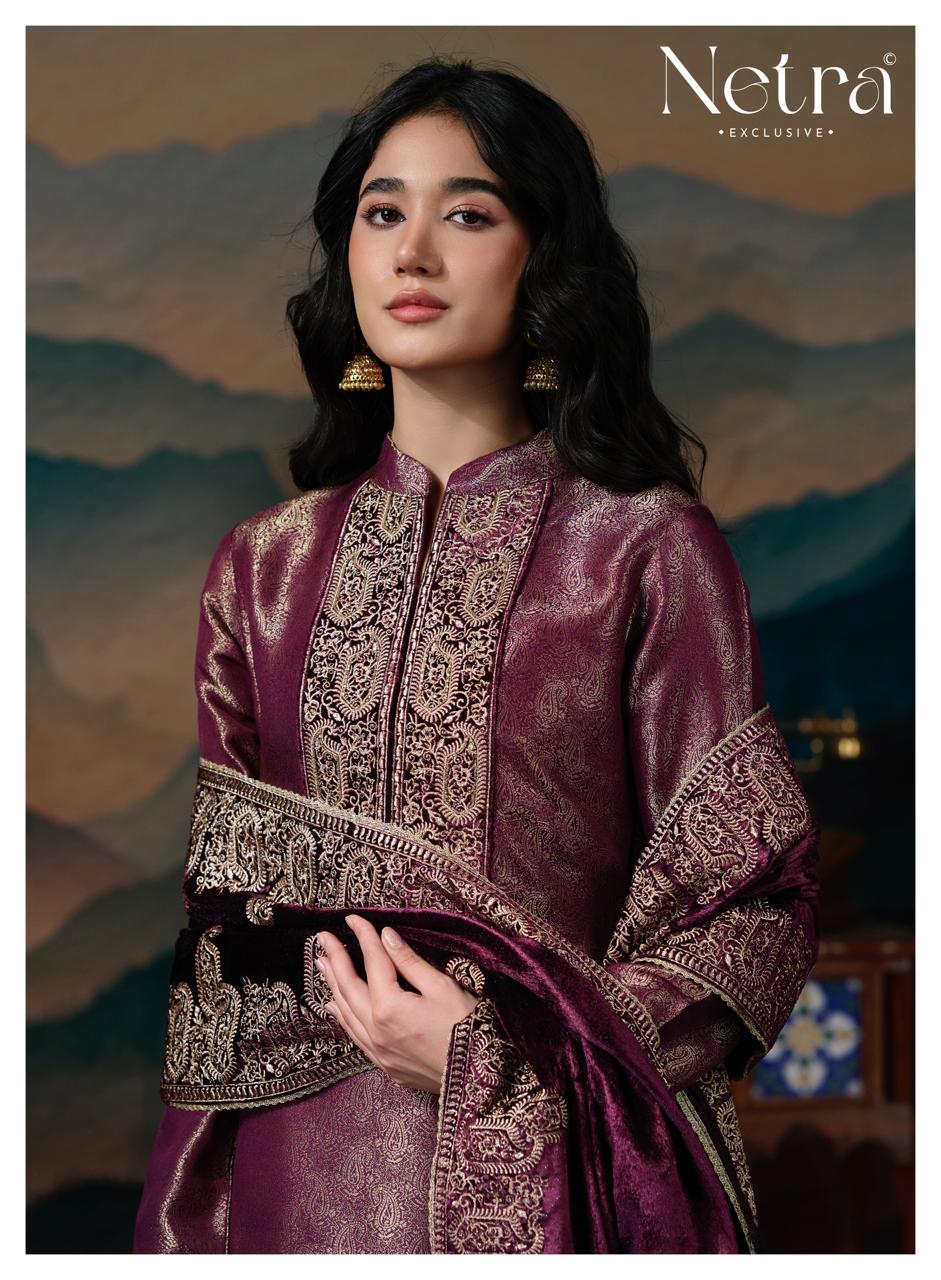 Kaveri Netra Silk Jacquard Velvet Suits Supplier