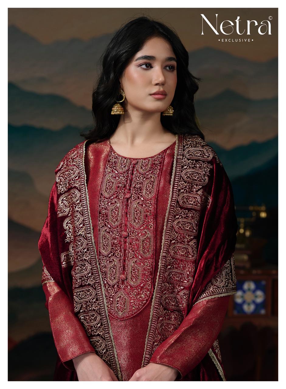 Kaveri Netra Silk Jacquard Velvet Suits Supplier