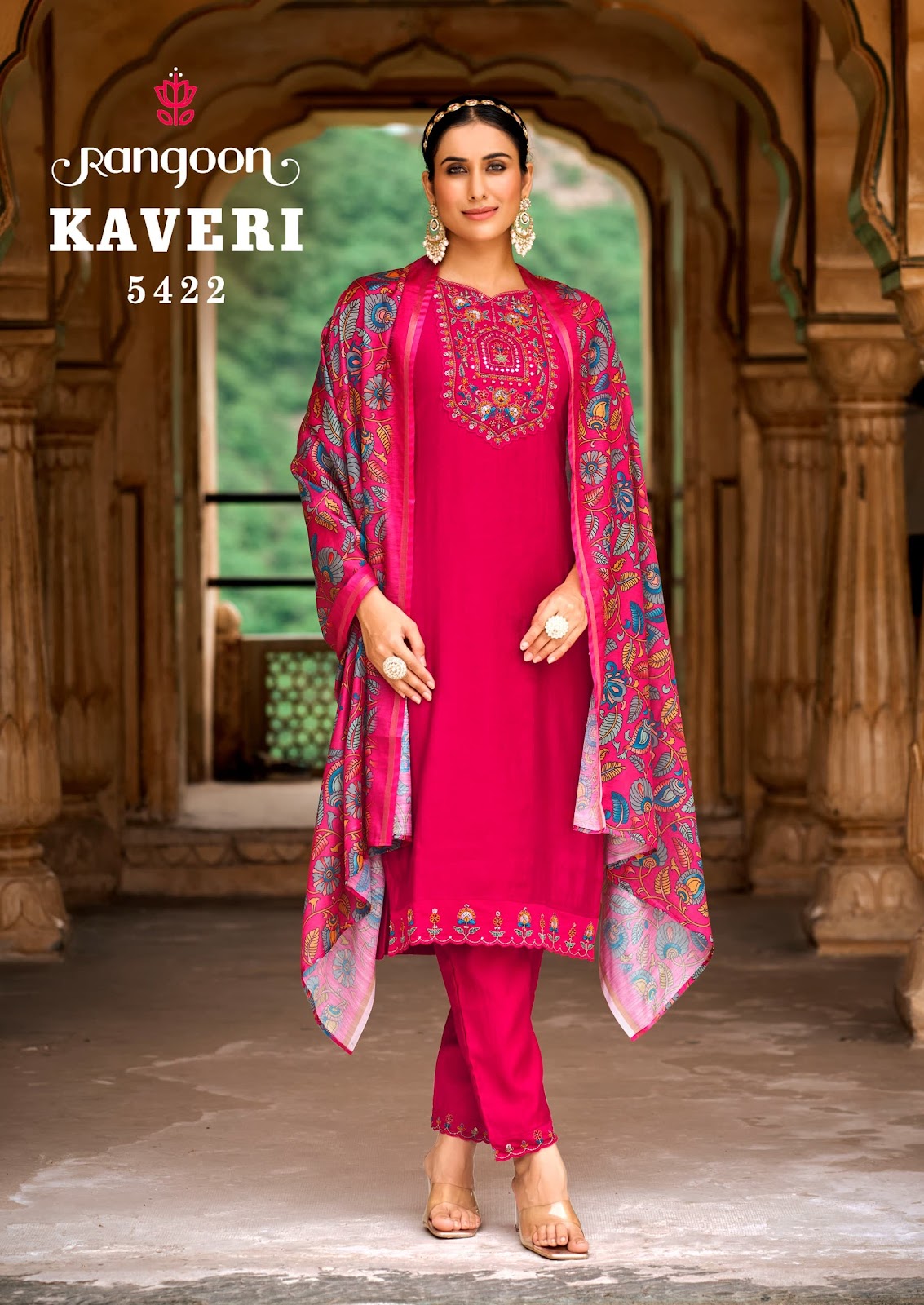 Kaveri Rangoon Viscose Readymade Pant Style Suits Wholesaler