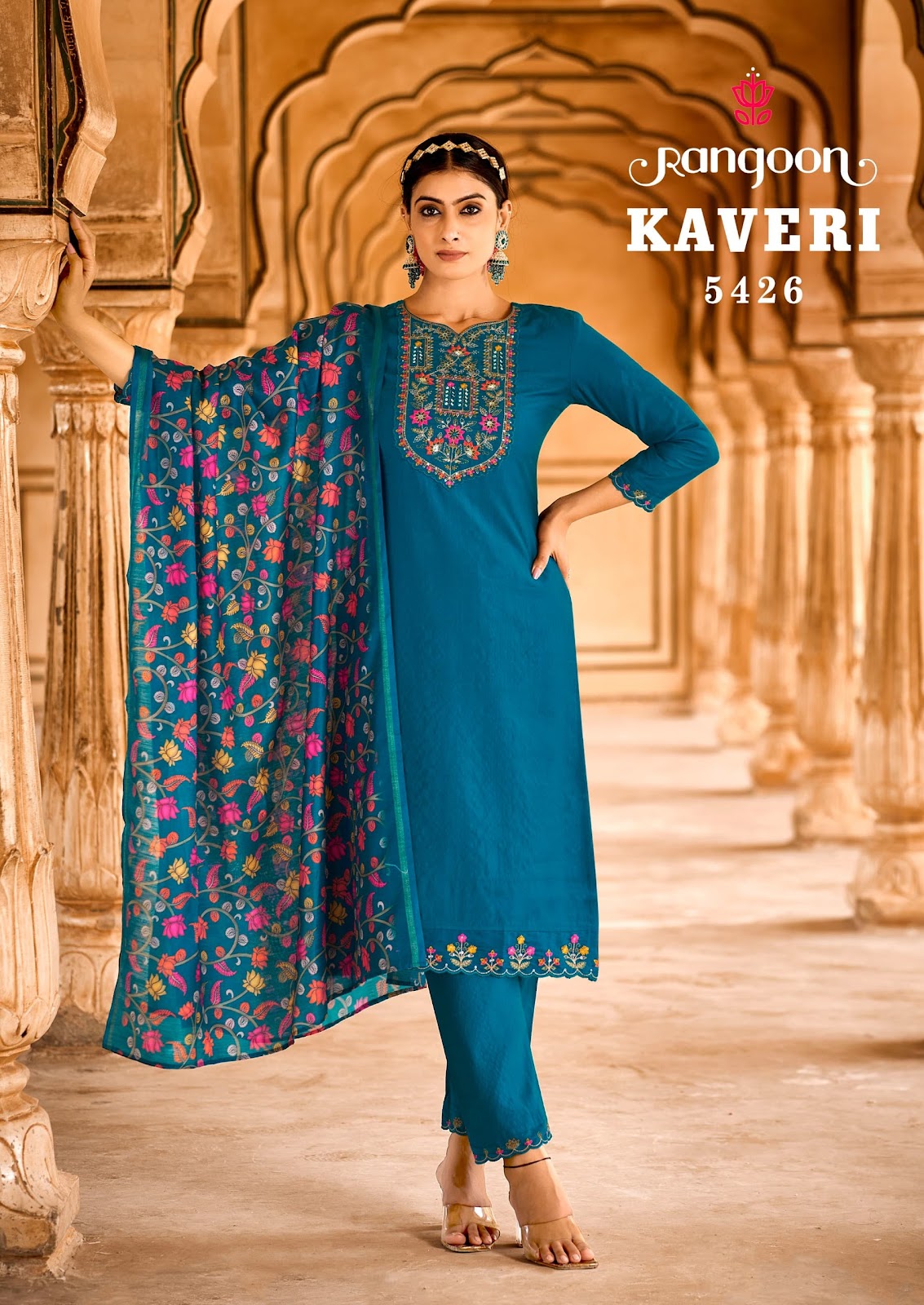 Kaveri Rangoon Viscose Readymade Pant Style Suits Wholesaler