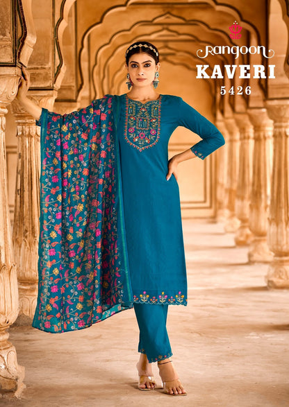 Kaveri Rangoon Viscose Readymade Pant Style Suits Wholesaler