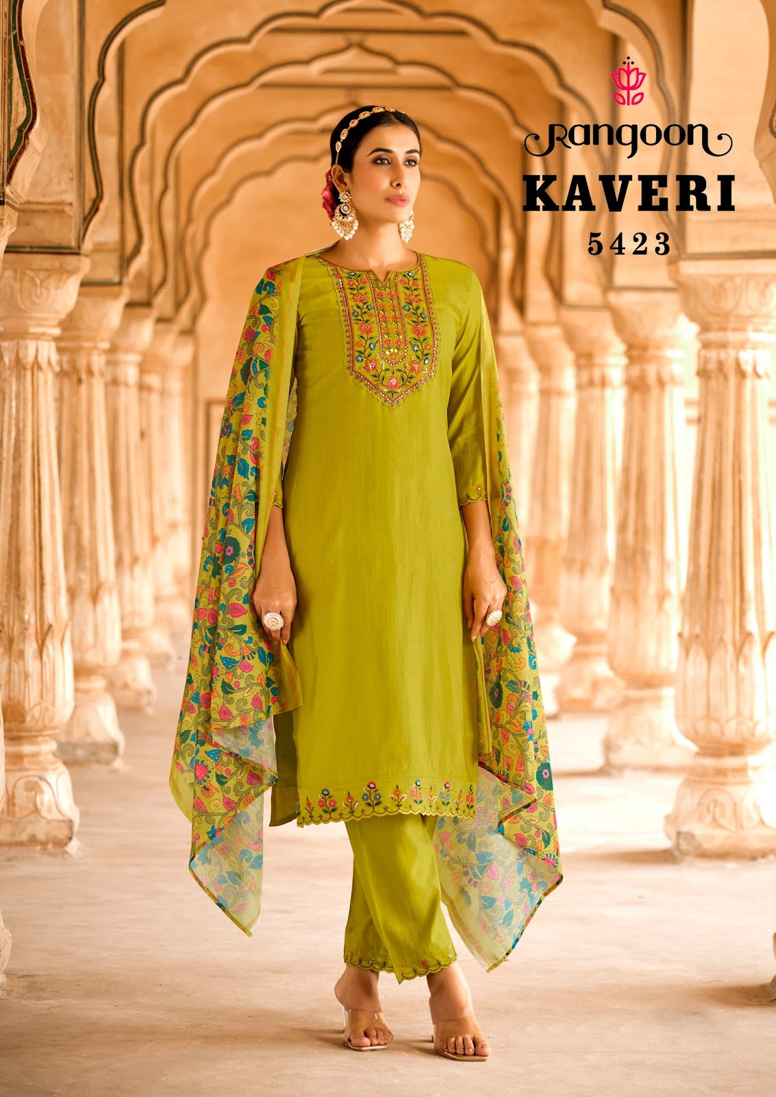 Kaveri Rangoon Viscose Readymade Pant Style Suits Wholesaler
