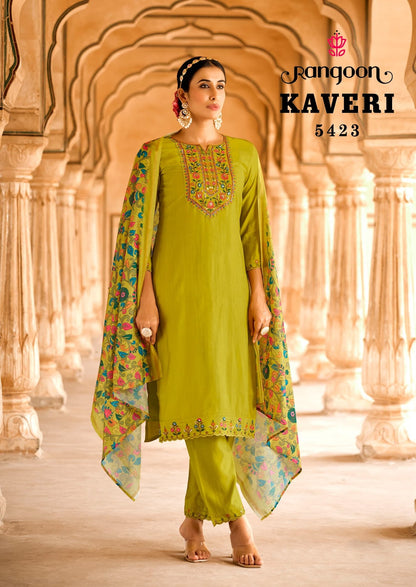 Kaveri Rangoon Viscose Readymade Pant Style Suits Wholesaler