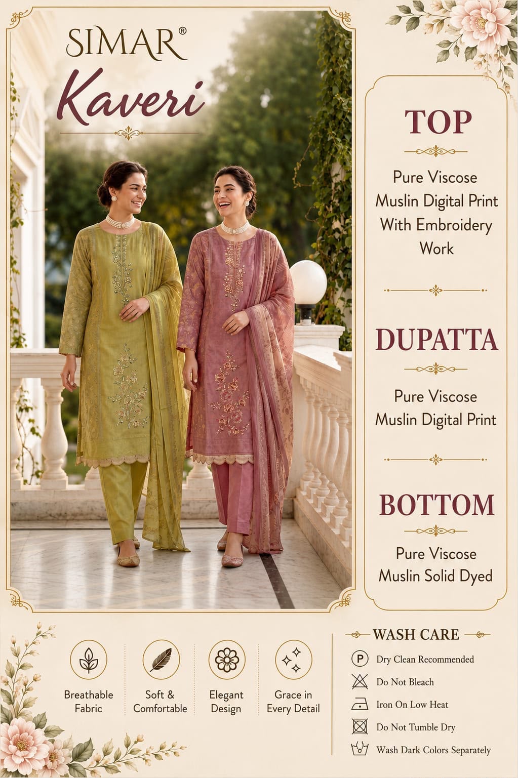 Kaveri Simar Viscose Muslin Pant Style Suits Manufacturer Gujarat
