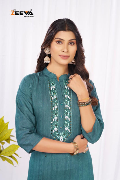 Kavini Zeeva Long Straight Kurti Exporter Ahmedabad