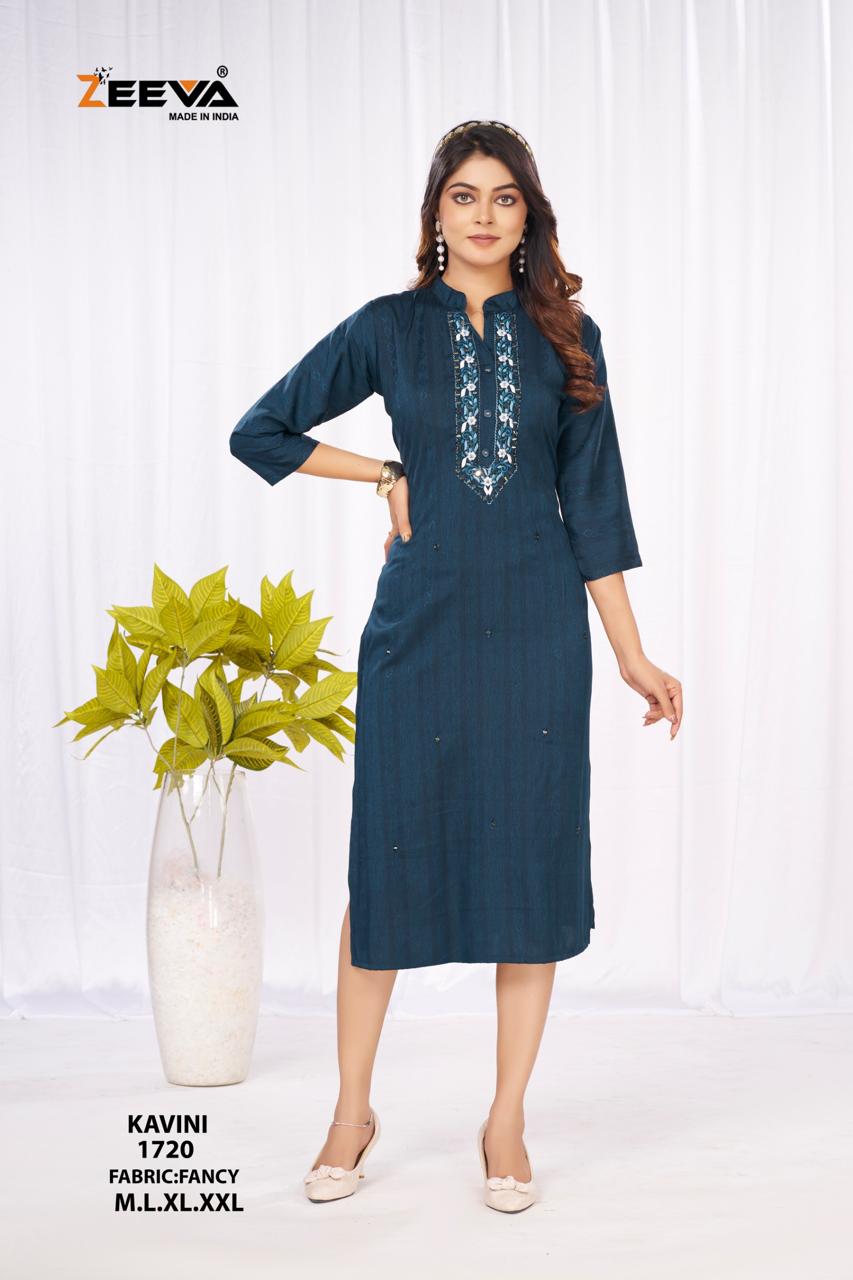 Kavini Zeeva Long Straight Kurti Exporter Ahmedabad