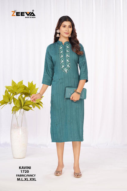 Kavini Zeeva Long Straight Kurti Exporter Ahmedabad