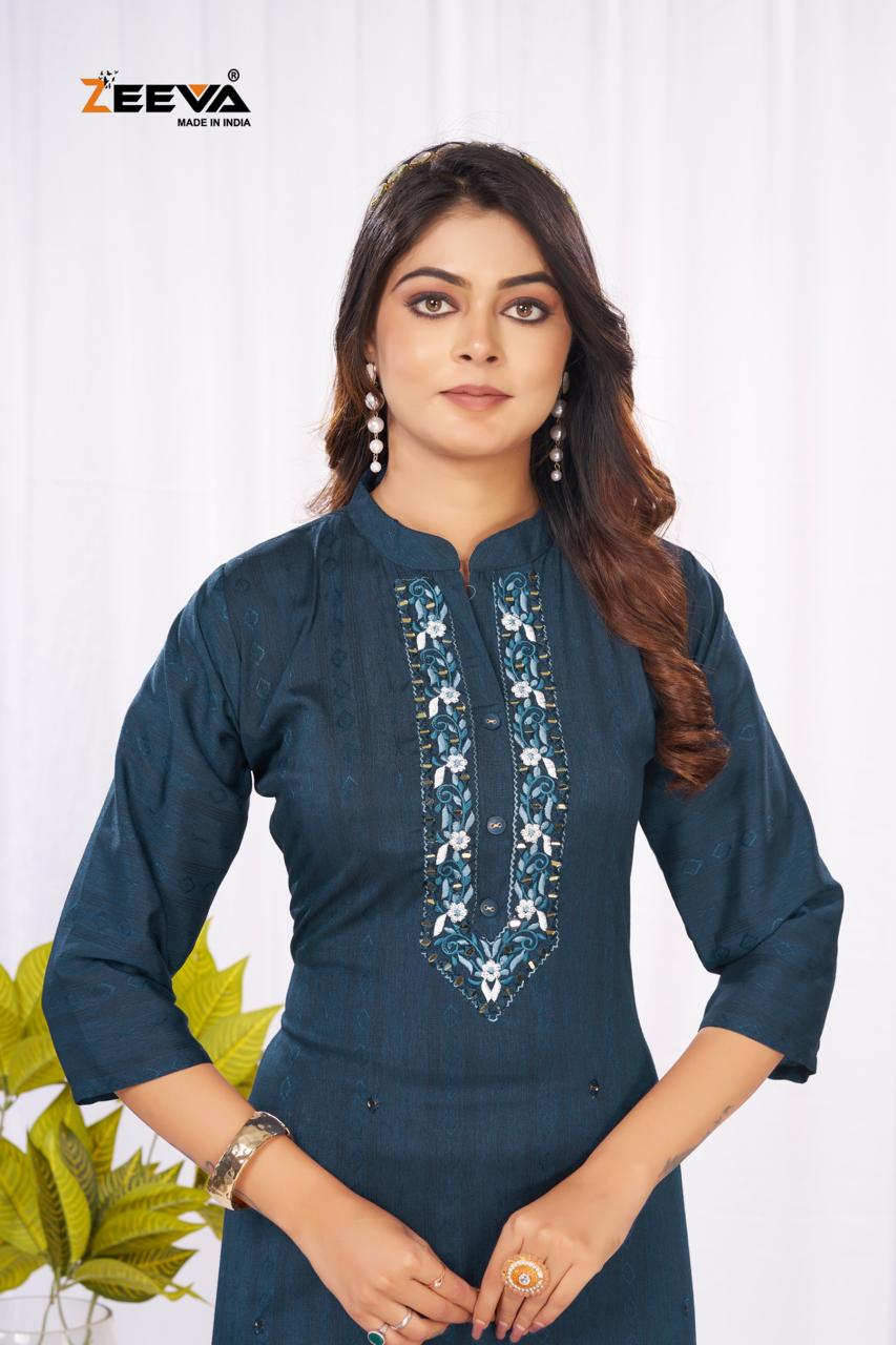 Kavini Zeeva Long Straight Kurti Exporter Ahmedabad
