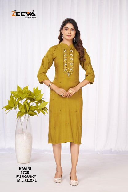 Kavini Zeeva Long Straight Kurti Exporter Ahmedabad