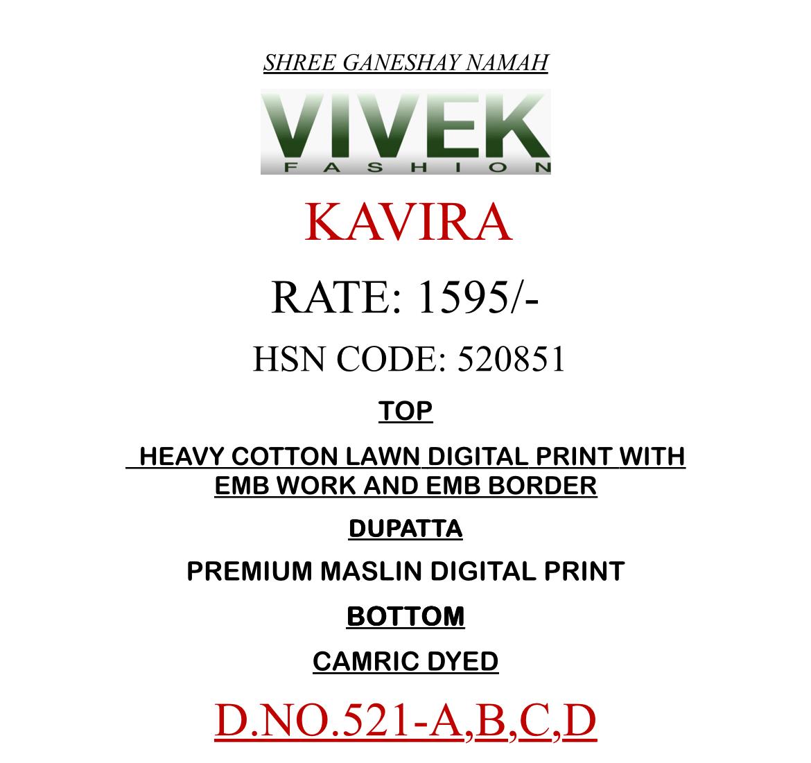Kavira Vivek Lawn Cotton Pakistani Salwar Suits Exporter Ahmedabad