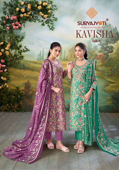 Kavisha Vol 1 Suryajyoti Pure Cotton Readymade Pant Style Suits Exporter Gujarat