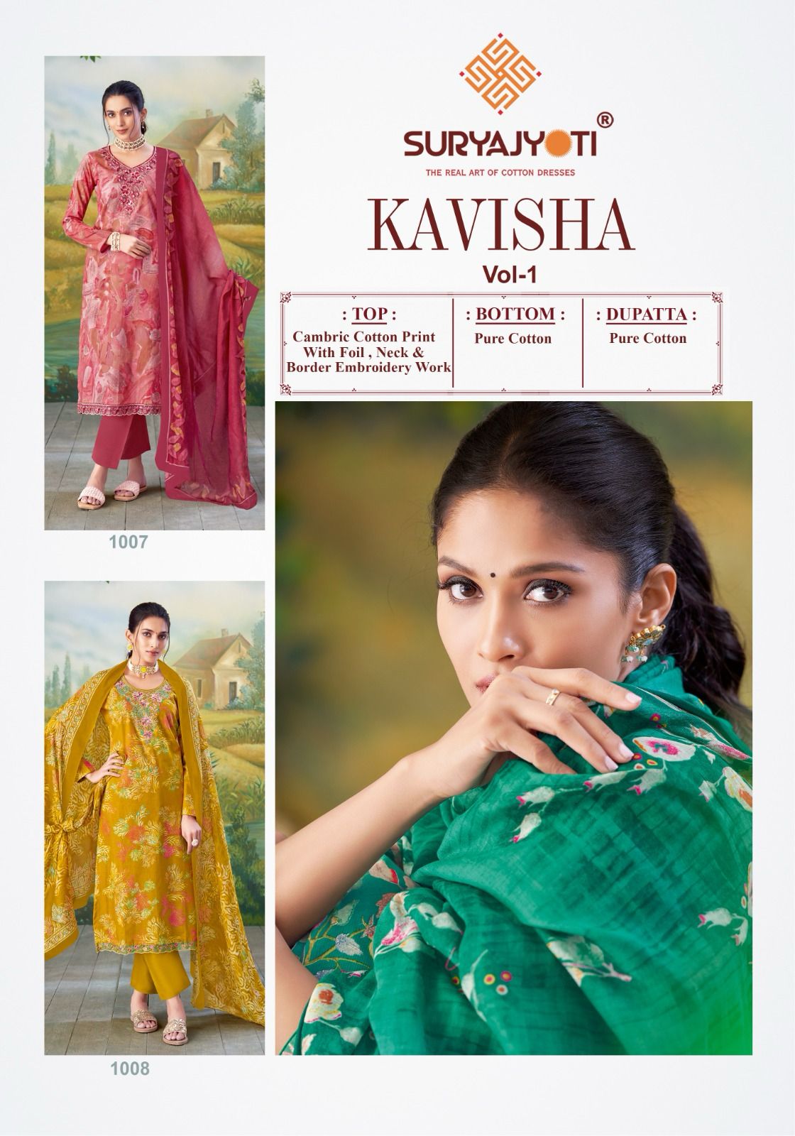 Kavisha Vol 1 Suryajyoti Pure Cotton Readymade Pant Style Suits Exporter Gujarat