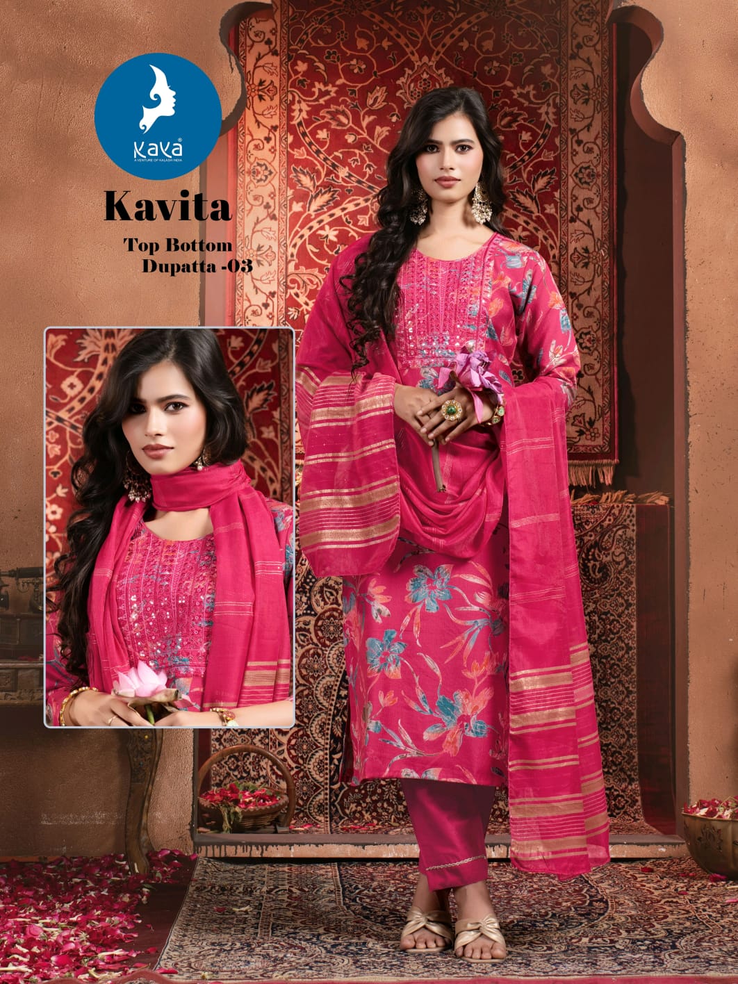 Kavita Kaya Vertical Readymade Pant Style Suits Wholesale Rate