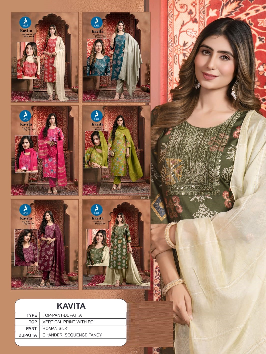 Kavita Kaya Vertical Readymade Pant Style Suits Wholesale Rate