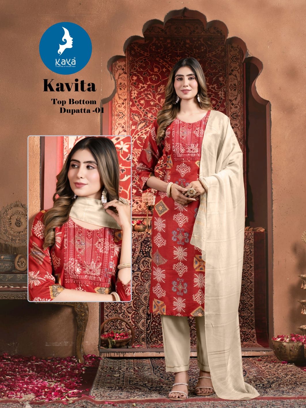 Kavita Kaya Vertical Readymade Pant Style Suits Wholesale Rate