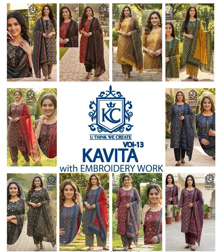 Kavita Vol 13 Kcf Readymade Cotton Pant Suits Exporter India