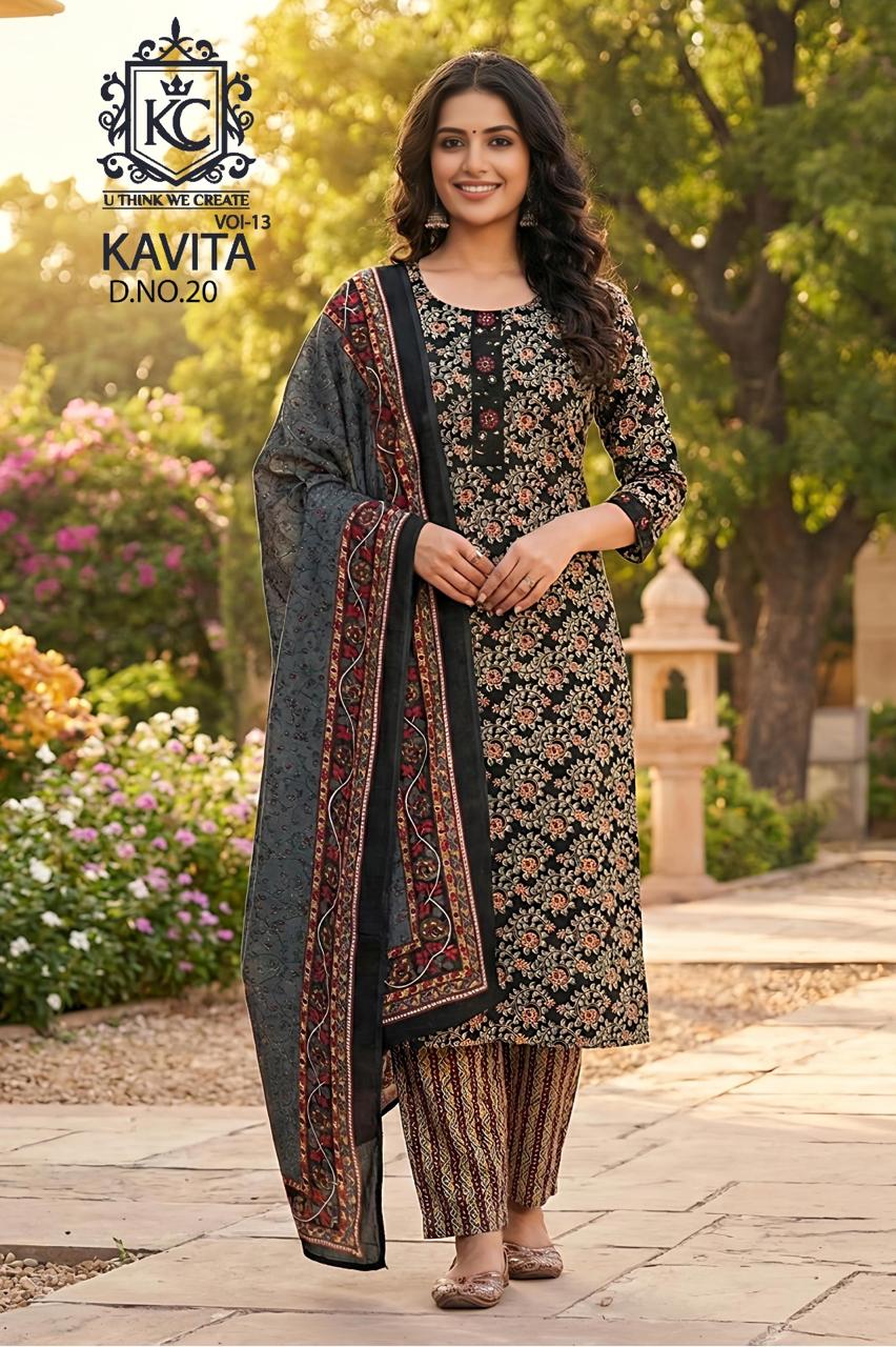 Kavita Vol 13 Kcf Readymade Cotton Pant Suits Exporter India