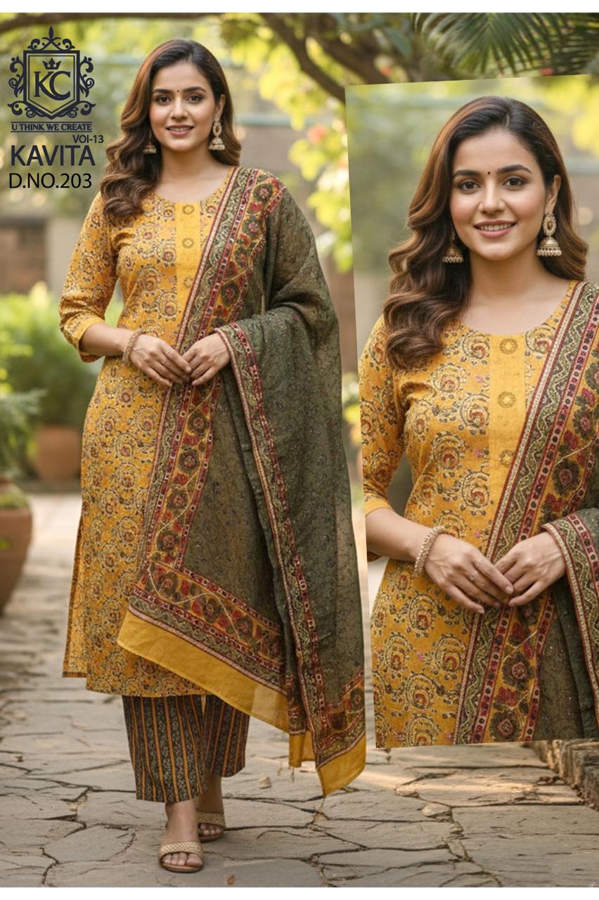 Kavita Vol 13 Kcf Readymade Cotton Pant Suits Exporter India