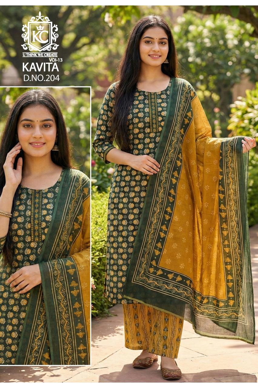 Kavita Vol 13 Kcf Readymade Cotton Pant Suits Exporter India